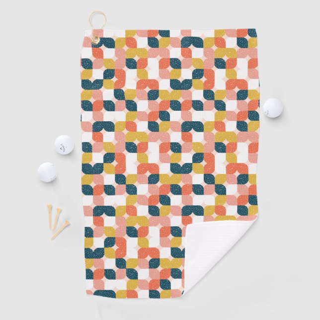 Bauhaus-Retro geometrisches Muster Golfhandtuch (Insitu)