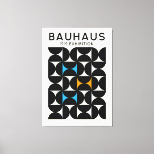 Bauhaus Schwarzer Geometrischer Grid-Kunst Druck 1 Leinwanddruck
