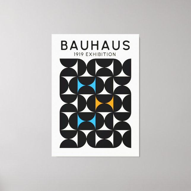 Bauhaus Schwarzer Geometrischer Grid-Kunst Druck 1 Leinwanddruck (Vorderseite)