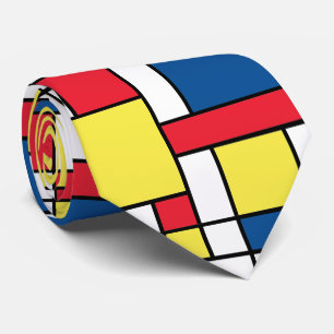 Bauhaus Squares Boho 60er Jahre Pattern Necktie Krawatte