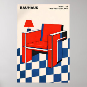 Bauhaus-Stuhlposter, Geometrischer Mid-Century-Mod Poster