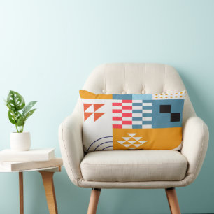 Bauhaus Style Geometric Blue und Gold Lendenkissen