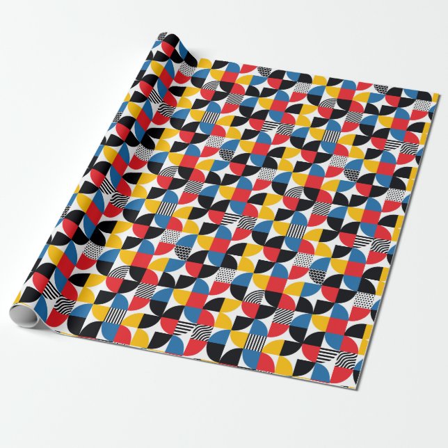 Bauhaus Style Retro Geometrie Art Geschenkpapier (Ungerollt)
