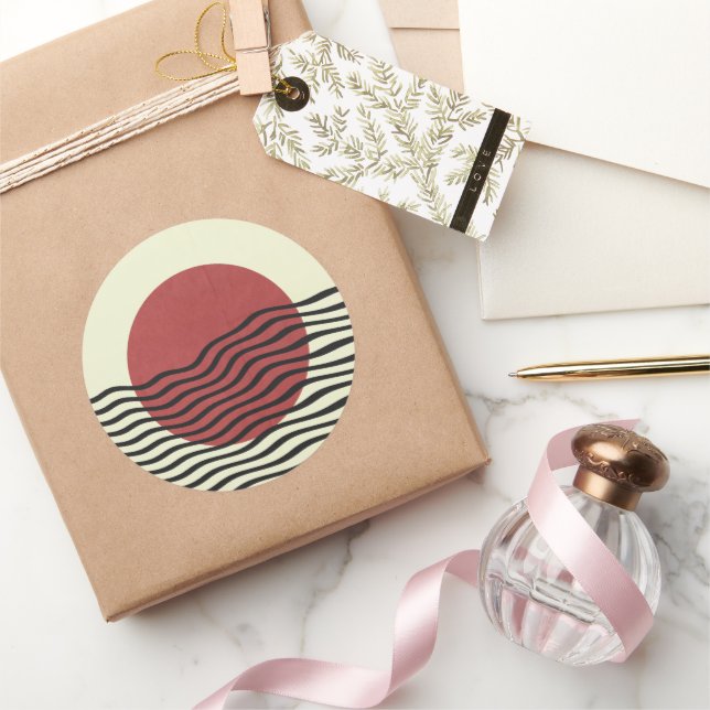 Bauhaus Style Sunset Runder Aufkleber (Schenken)
