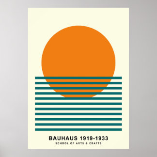 Bauhaus Sunset Streifen Poster Retro Wandkunst