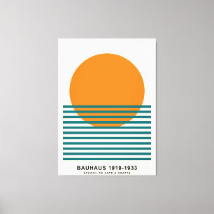 Bauhaus Sunset Streifen Poster Retro Wandkunst Leinwanddruck