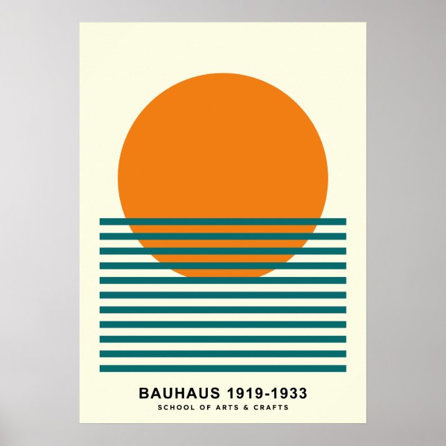 Bauhaus Sunset Stripes Poster Retro Wall Art (Vorne)