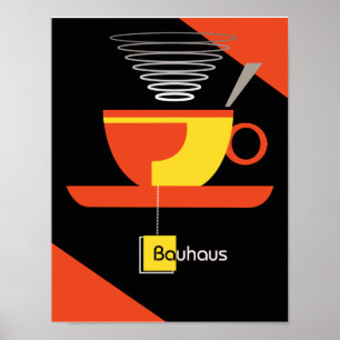 Bauhaus tea midcentury art deco poster