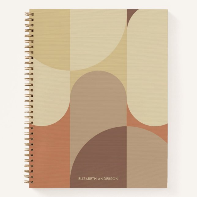 Bauhaus Terracotta Beige Abstract Personalized Notizbuch (Vorderseite)