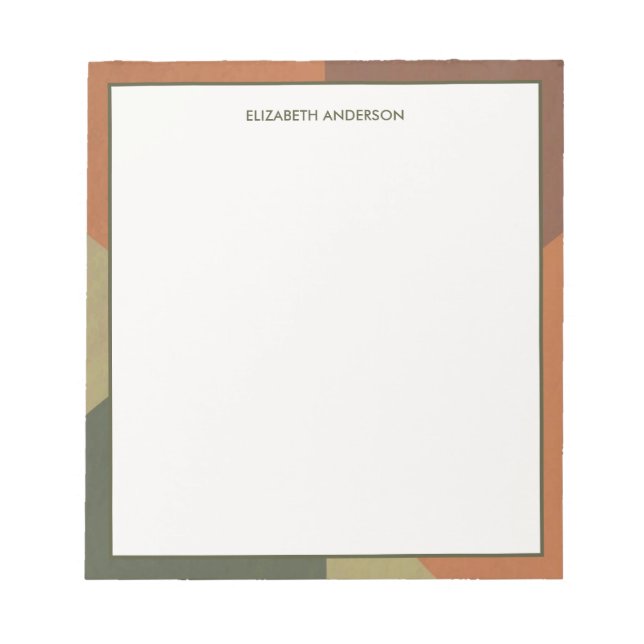 Bauhaus Terracotta Green Abstract Personalized Notizblock (Vorderseite)