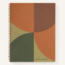 Bauhaus Terracotta Green Abstract Personalized Notizbuch