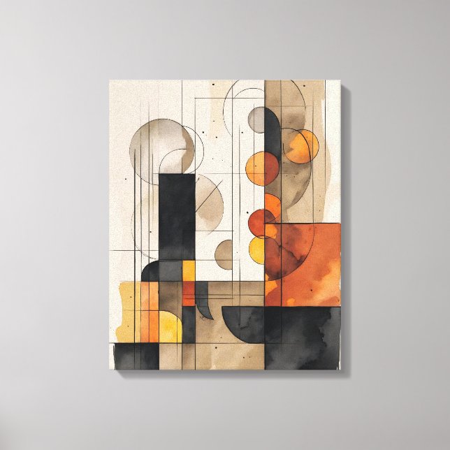 Bauhaus Watercolor Abstrakte Leinwand (Vorderseite)