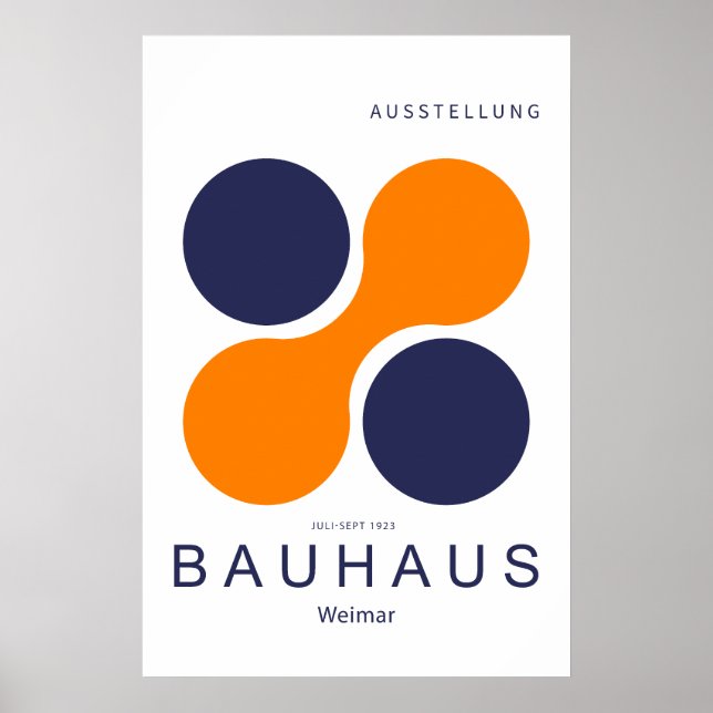 Bauhaus Weimar Orange Navy Kreis Kunstprint Poster (Vorne)