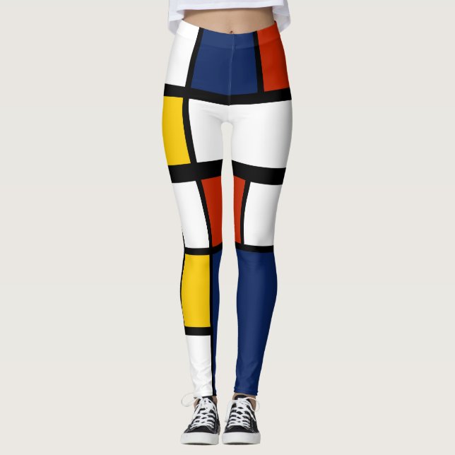 Bauhausmuster abstrakte geometrische Kunstmalerei  Leggings (Vorderseite)