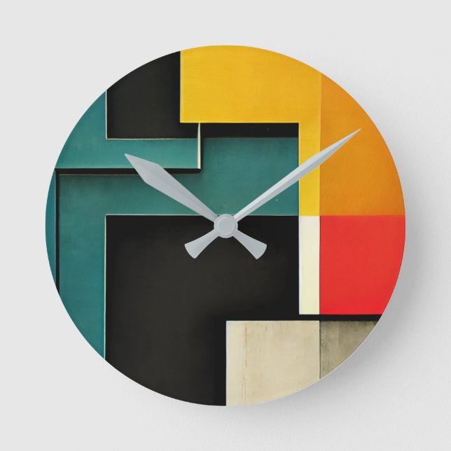 Bauhausstil illustriert runde wanduhr (Vorderseite)