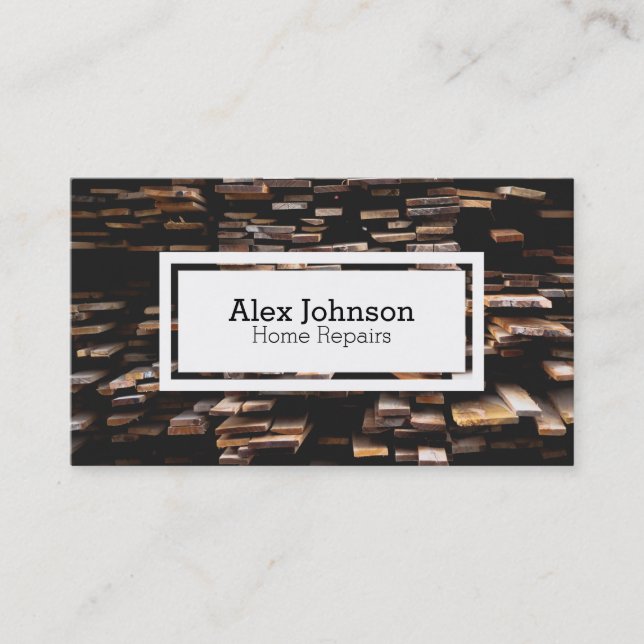 Bauholz-hölzerne Zuhausereparatur-Geschäftskarte Visitenkarte (Vorderseite)