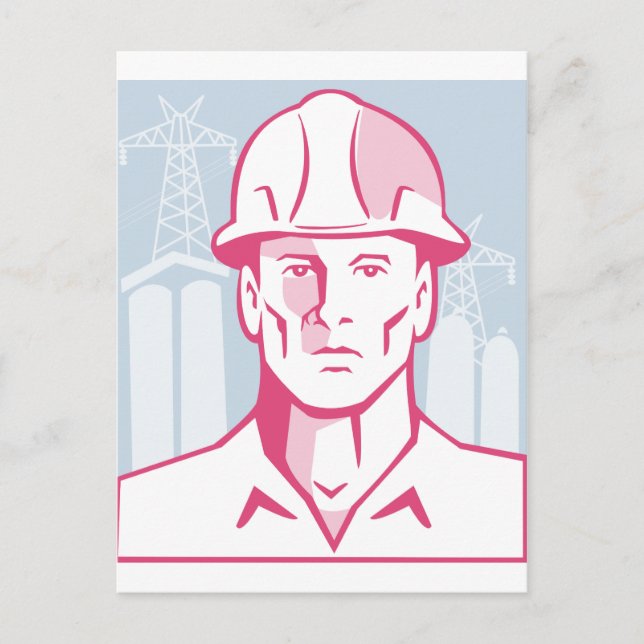 Bauingenieur Hardhat Postkarte (Vorderseite)