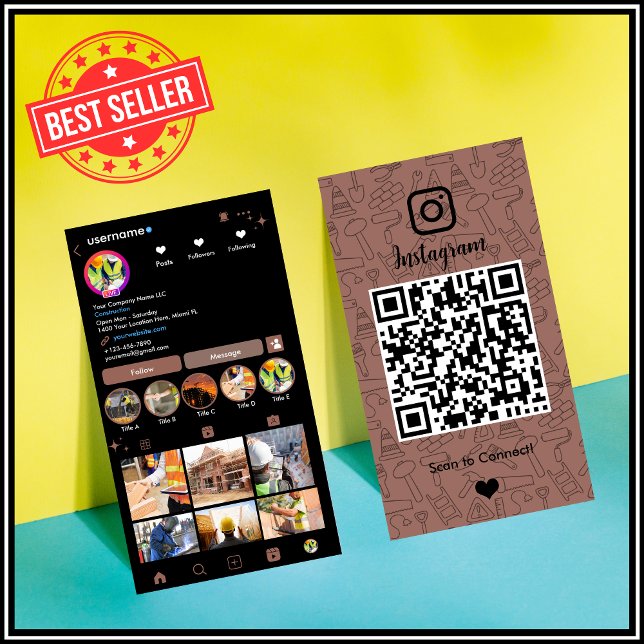 Bauinstagramm Brown QR-Code Visitenkarte (Von Creator hochgeladen)