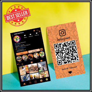 Bauinstagramm Orange   QR-Code Visitenkarte