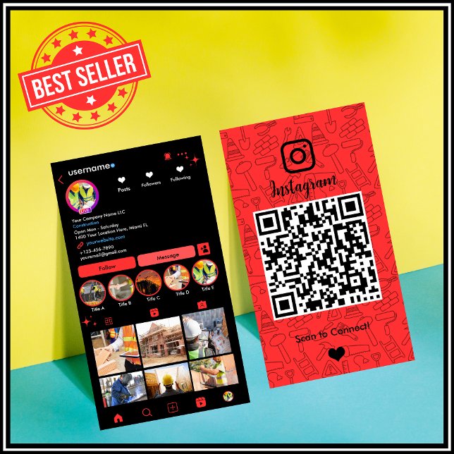 Bauinstagramm rot | QR-Code Visitenkarte (Von Creator hochgeladen)