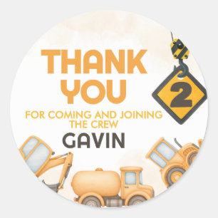 Baukasten Truck 2. Geburtstag Party Runder Aufkleber