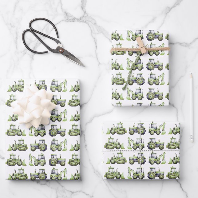 Baukinder 1. Geburtstag Party Geschenkpapier Set (Vorderseite)