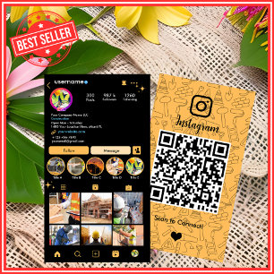 Baukonstruktion Instagram Pfirsich QR-Code Visitenkarte