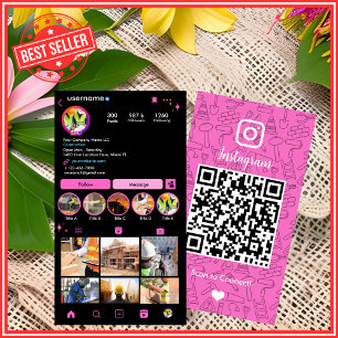 Baukonstruktion Instagram Pink QR-Code Visitenkarte