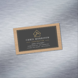 Baukonstruktion Schwarz Gold Holz QR-Code Magnetische Visitenkarte