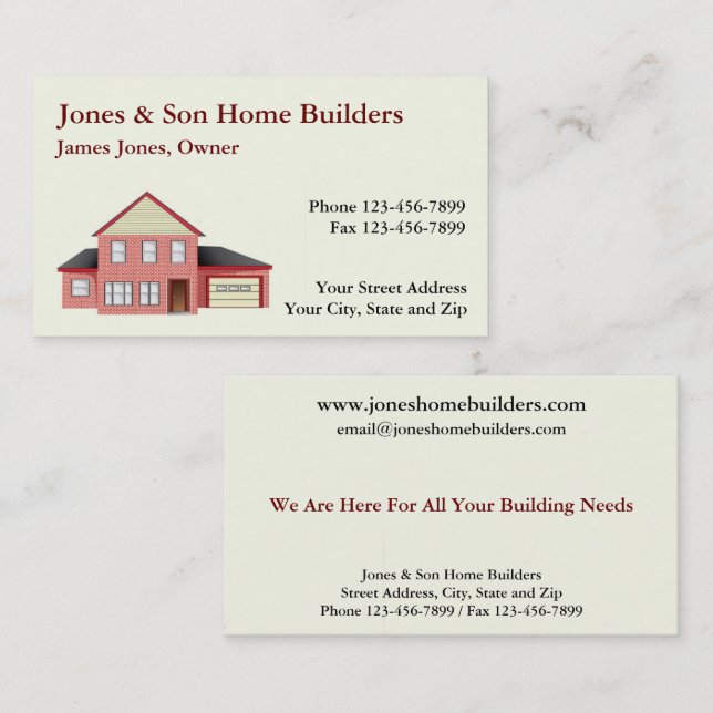 Baukontraktorarchitektur - Visitenkarte (Vorne/Hinten)