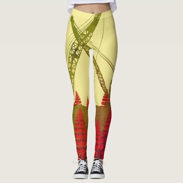 Baukran Fantasie-Kunst-Raupenkran Leggings (Vorderseite)