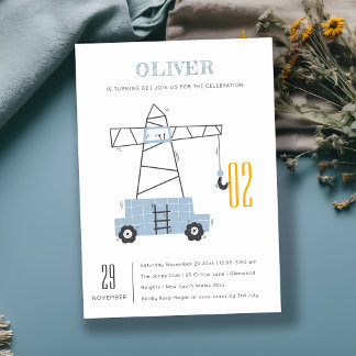 Baukran Kinder jeden Alters zum Geburtstag einlade Dankeskarte