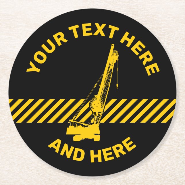 Baukran Runder Pappuntersetzer (Vorderseite)