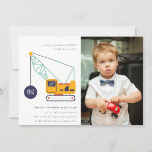 Baukranfahrzeug Foto Geburtstagsaufruf Dankeskarte