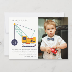 Baukranfahrzeug Foto jedes Lebensjahres Dankeskarte