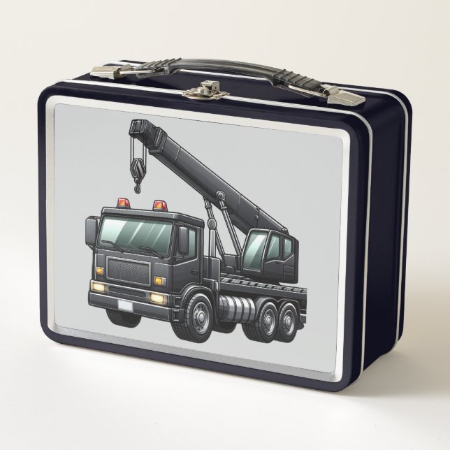 Baukranwagen Metall Brotdose (Vorderseite)
