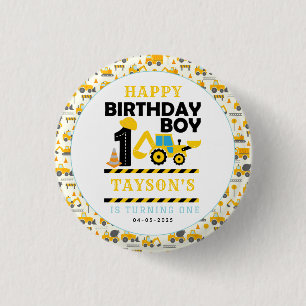 Baulastwagen 1. Geburtstag   Kinderparty Button