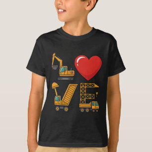 Baulastwagen Liebe Bagger Muldenkipper Kran T-Shirt