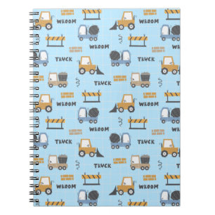 Baulastwagen Muster Blau Notizblock