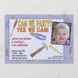 Bauliche Party Einladung mit Foto