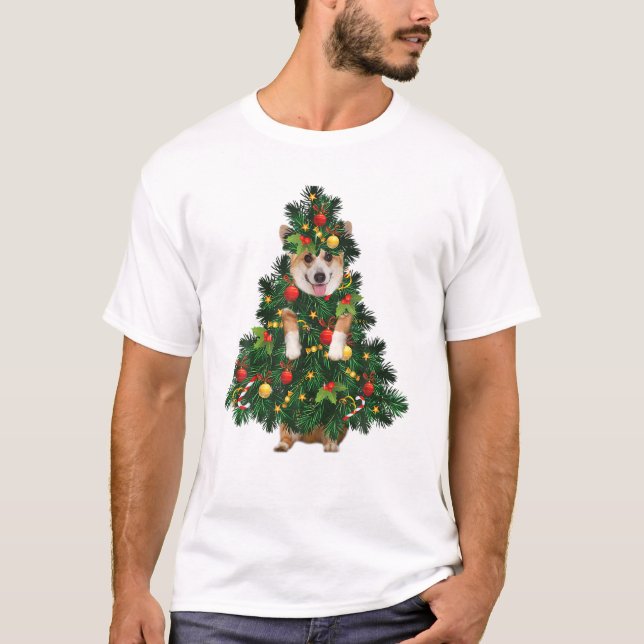 Baum 2024 Corgi Weihnachtsbaum T-Shirt (Vorderseite)