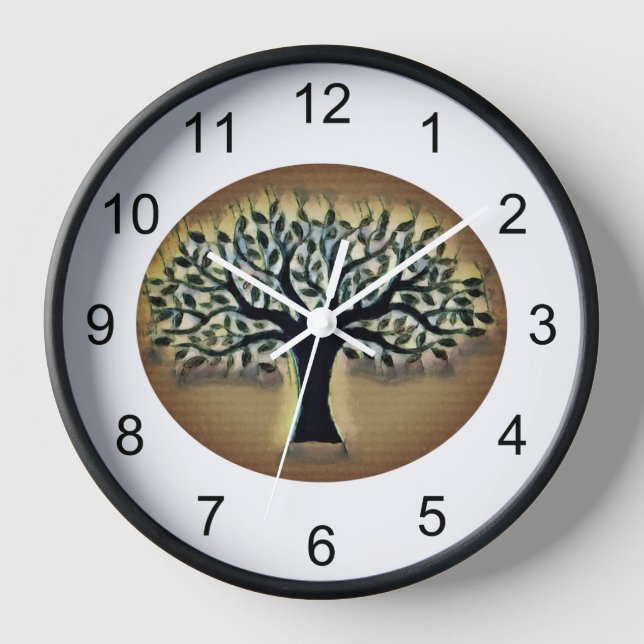 Baum Abstrakte Natur Kunst Uhr (Vorderseite)