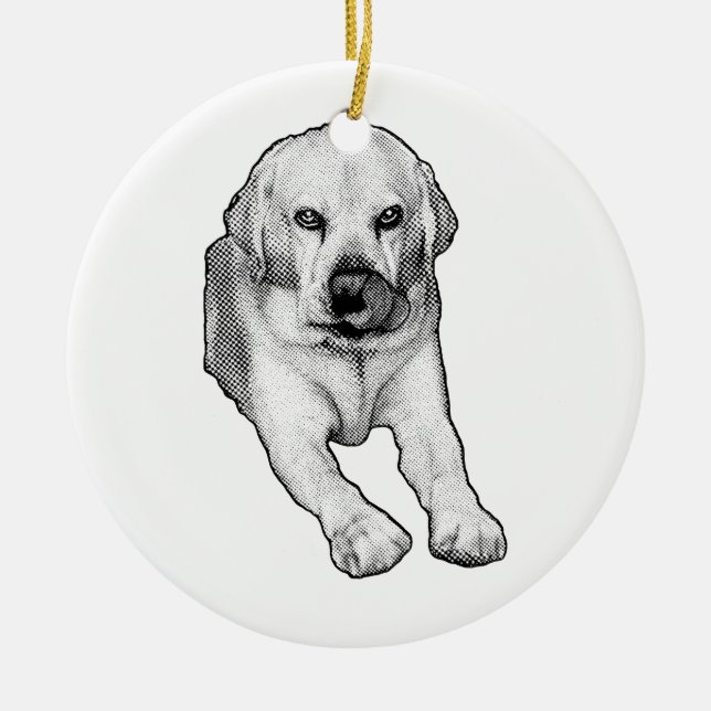 Baum-Andenken: Labrador Freude Keramik Ornament (Vorne)
