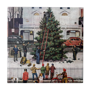 Baum auf dem Platz der Stadt Fliese