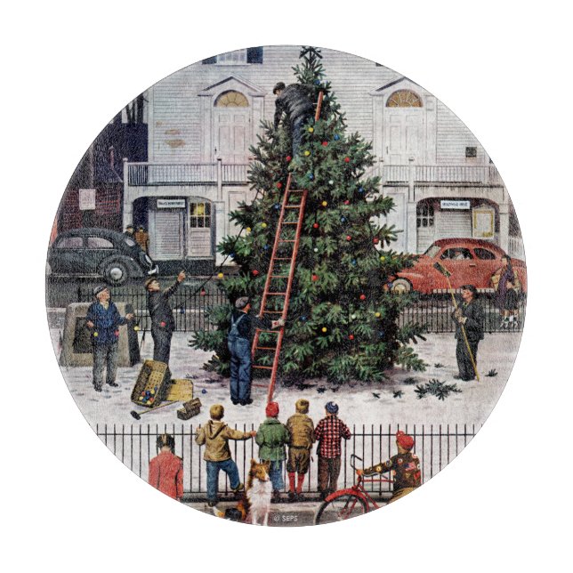 Baum auf dem Platz der Stadt Schneidebrett (Vorderseite)