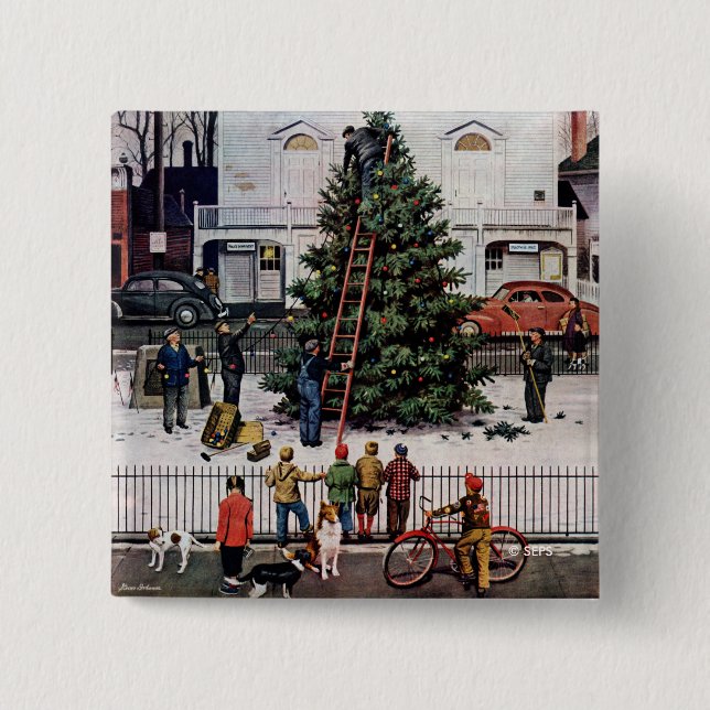 Baum auf dem Stadtplatz Button (Vorderseite)