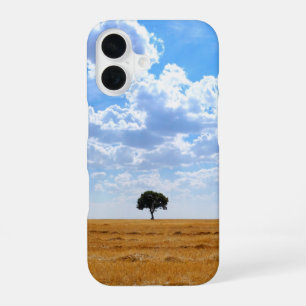 Baum auf einem geernteten Weizenfeld iPhone 16 Hülle