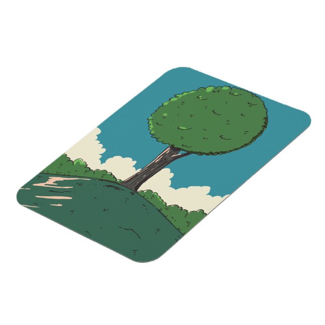 Baum auf einem Hügel Magnet (Linke Seite)