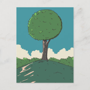 Baum auf einem Hügel Postkarte