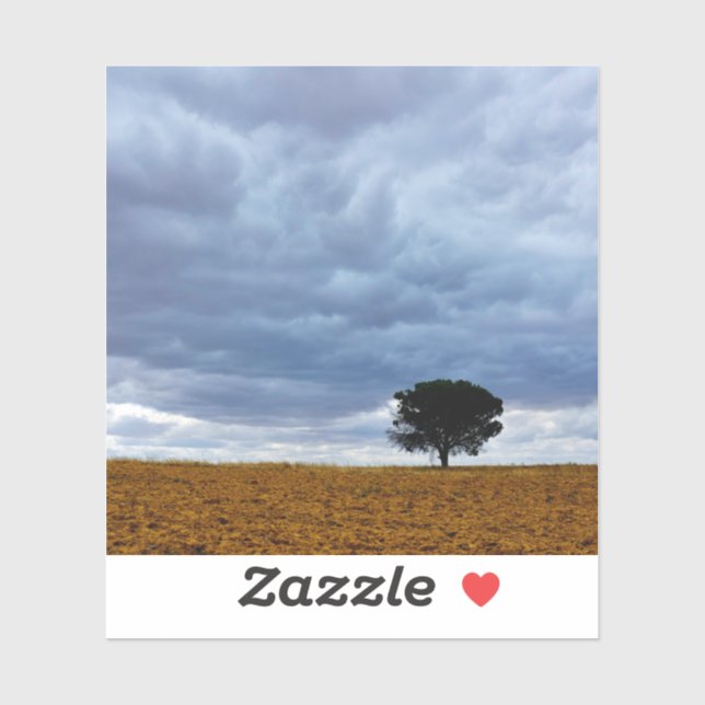 Baum auf einem leeren Feld Aufkleber (Blatt)